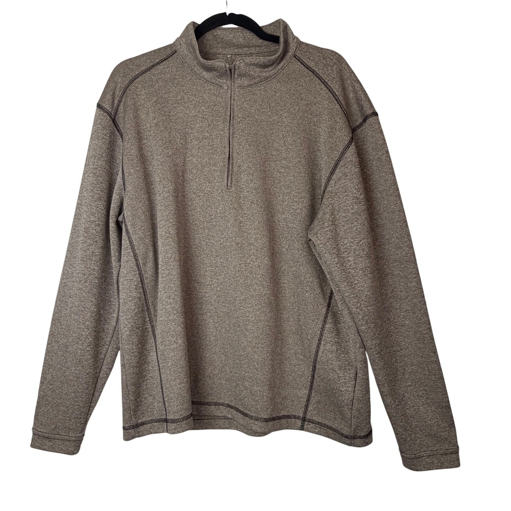 Pebble Beach Performance Mens Quarter Zip Pullover Heather Brown Medium RN 91870